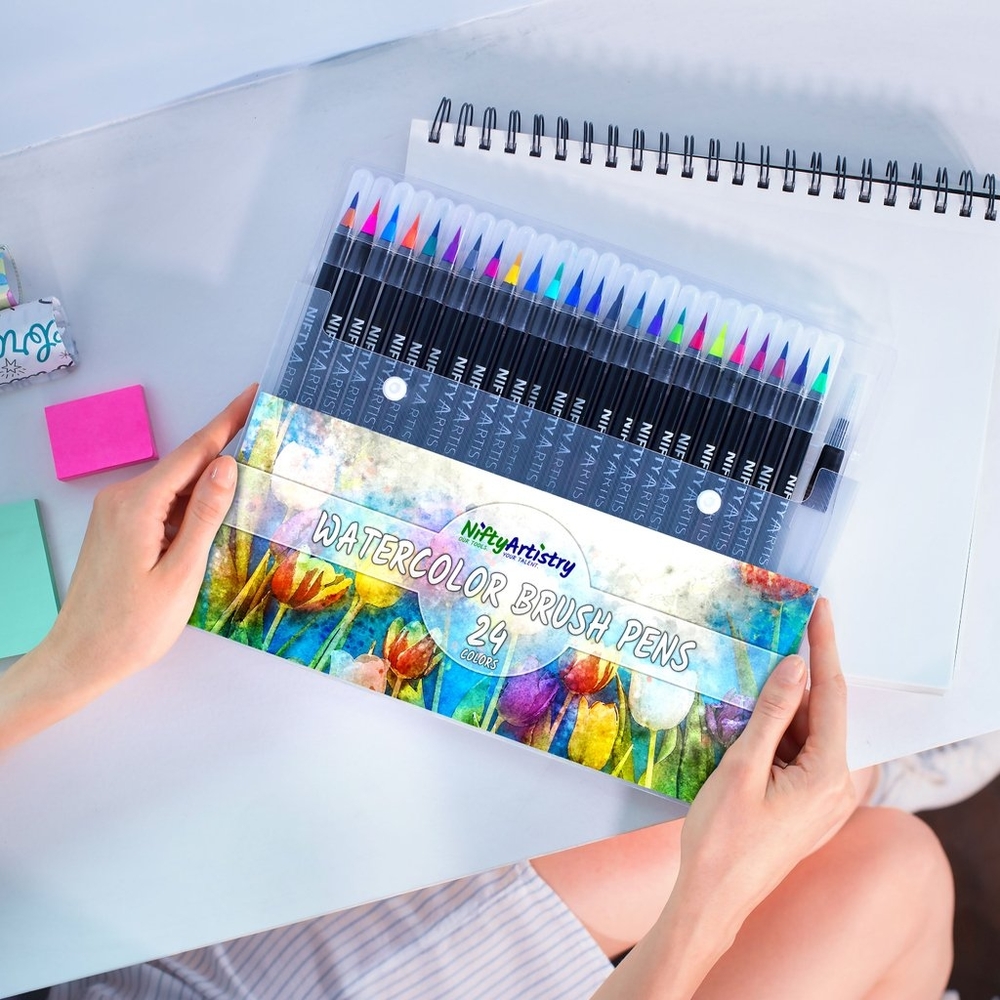 🏷NWT NiftyArtistry | Watercolor Brush Pens Set of 24 + 1 Refillable Water Brush